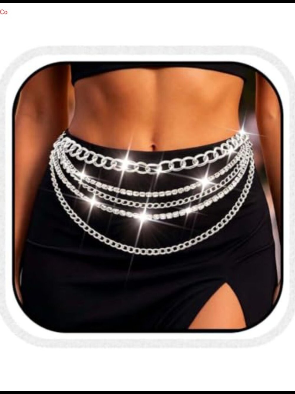 Rhinestone Chain Belt Sparkly Waist Chain Body Jewelry for Women